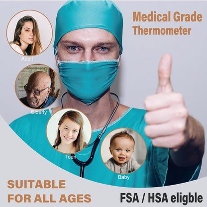 Amplim Forehead Thermometer, No-Touch, FDA-Cleared, Medical-Grade Infrared, 1-Second Read with Audible Fever Alert