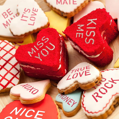 Julbear Valentine's Day Cookie Stencils, 36 Pieces Valentine's Conversation Heart Cookie Coffee Stencils for Cookies Baking Coffee Decoration