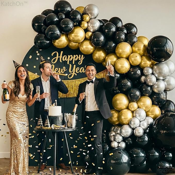 KatchOn, Gold & Black Graduation Balloon Arch Kit 2026 - Pack of 85 | Graduation Fringe, Graduation Backdrop for 2026 Graduation Decorations | Graduation Party Decorations, Grad Party Decorations 2026