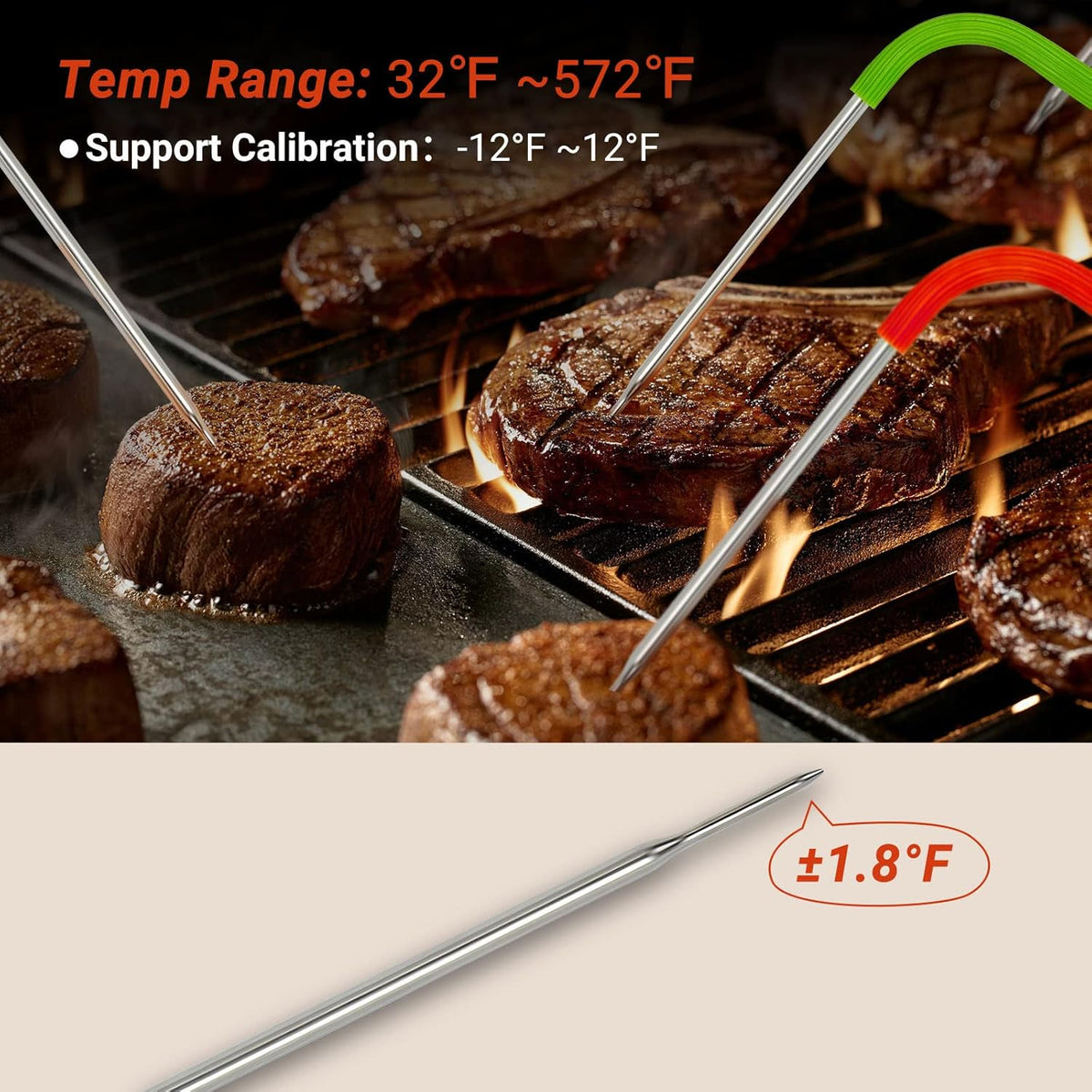 Inkbird WiFi Meat Thermometer for Grilling, Unlimited Rang Rechargeable BBQ Thermometer APP Calibration, Temp Graph Mobile Notification