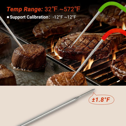 Inkbird WiFi Meat Thermometer for Grilling, Unlimited Rang Rechargeable BBQ Thermometer APP Calibration, Temp Graph Mobile Notification