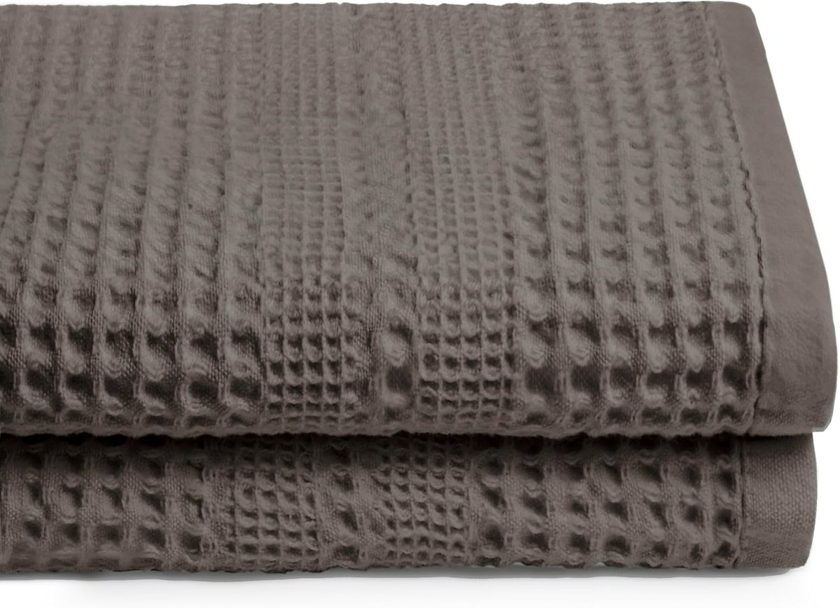 GILDEN TREE Waffle Towels for Bathroom, 100% Cotton Quick Dry Towel, Waffle Bath Towels Large, Absorbent Lightweight Travel Towel, Bath Towels Set of 2, Classic Style (Stone)