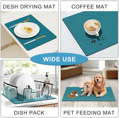 Golener Coffee Mat - Hide Stain Rubber Backed Absorbent Dish Drying Mat for Kitchen Counter- Bar Accessories Fit Under Coffee Maker Machine Cafe Pot
