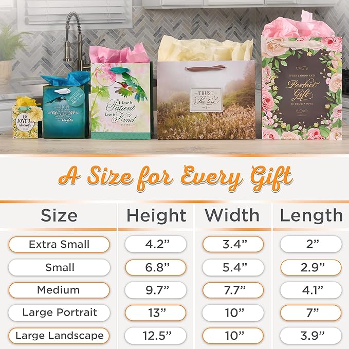 Christian Art Gifts Large Landscape Scripture Gift Bag for Women & Friends w/Card & Tissue Paper Set: Sweet Friendship - Prov. 27:9 Inspirational Bible Verse, Butterfly Multicolor Floral, Teal & Gold