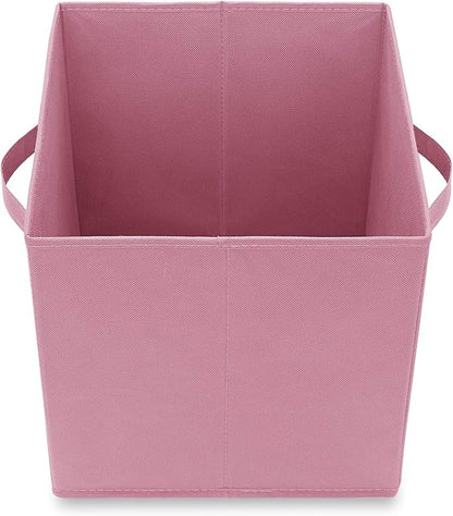Casafield Set of 6 Collapsible Fabric Cube Storage Bins, Light Pink - 11" Foldable Cloth Baskets for Shelves, Cubby Organizers & More