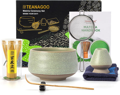 Teanagoo Matcha Whisk Set, 7 Pcs Matcha Set Blue, Matcha Kit for Ceremony, Matcha Tea Set for Making Breakfast/Latte