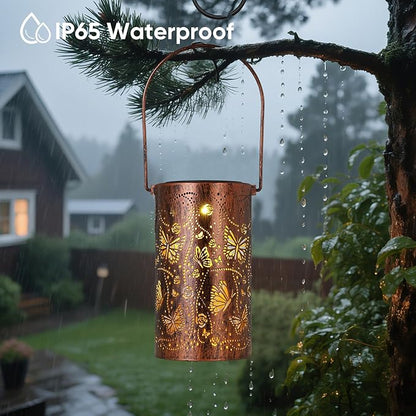 Homemory Butterfly Solar Lanterns Outdoor Waterproof, Birthday Gifts for Women Mom Grandma, LED Solar Lights Metal Decoration Outside for Yard, Patio, Backyard, Porch, Lawn