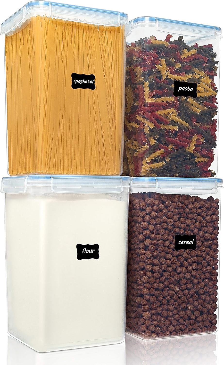 Vtopmart Extra Large Tall Airtight Food Storage Containers 4 Pieces 5.9qt / 6.5L-Plastic PBA Free Kitchen Pantry Canister for Spaghetti