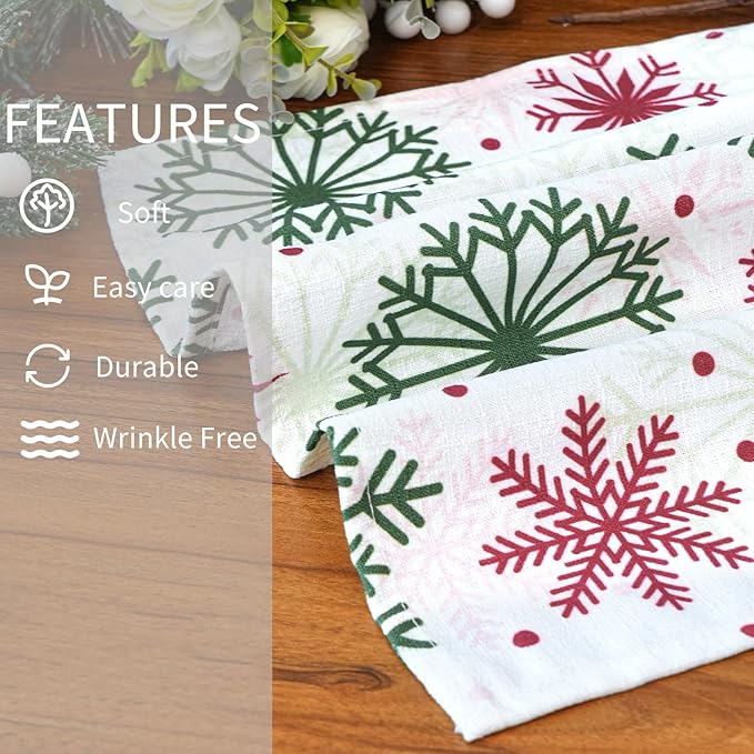 Christmas Tablecloth with Snowflake, Spillproof Waterproof Fabric Table Cloth for Dining, Parties, Holiday, Winter Table Decorations - 60''x120''
