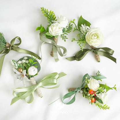 HUIHUANG Sage Green Satin Ribbon 3/8 inch x 50 Yards, Sage/Moss/Light Green/Dusty Sage Satin Assorted Ribbons for Gift Wrapping Bridal Baby Shower Decor Floral Bouquet DIY Crafts