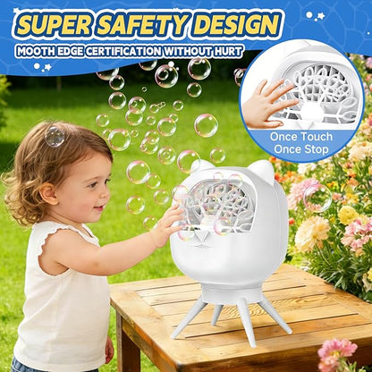 Upgraded Bubble Machine with Remote Control, Automatic Rotation 1800mAh Rechargeable Battery, Type-C Charge, Bubble Maker for Kids, Weddings, Birthday Parties, Outdoor Activities