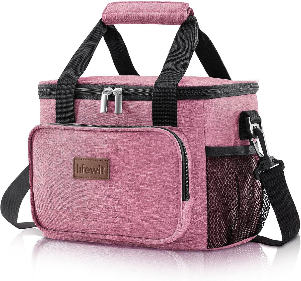 Lifewit Medium Lunch Bag Insulated Lunch Box Soft Cooler Cooling Tote for Adult Men Women, Pink 12-Can (9L)