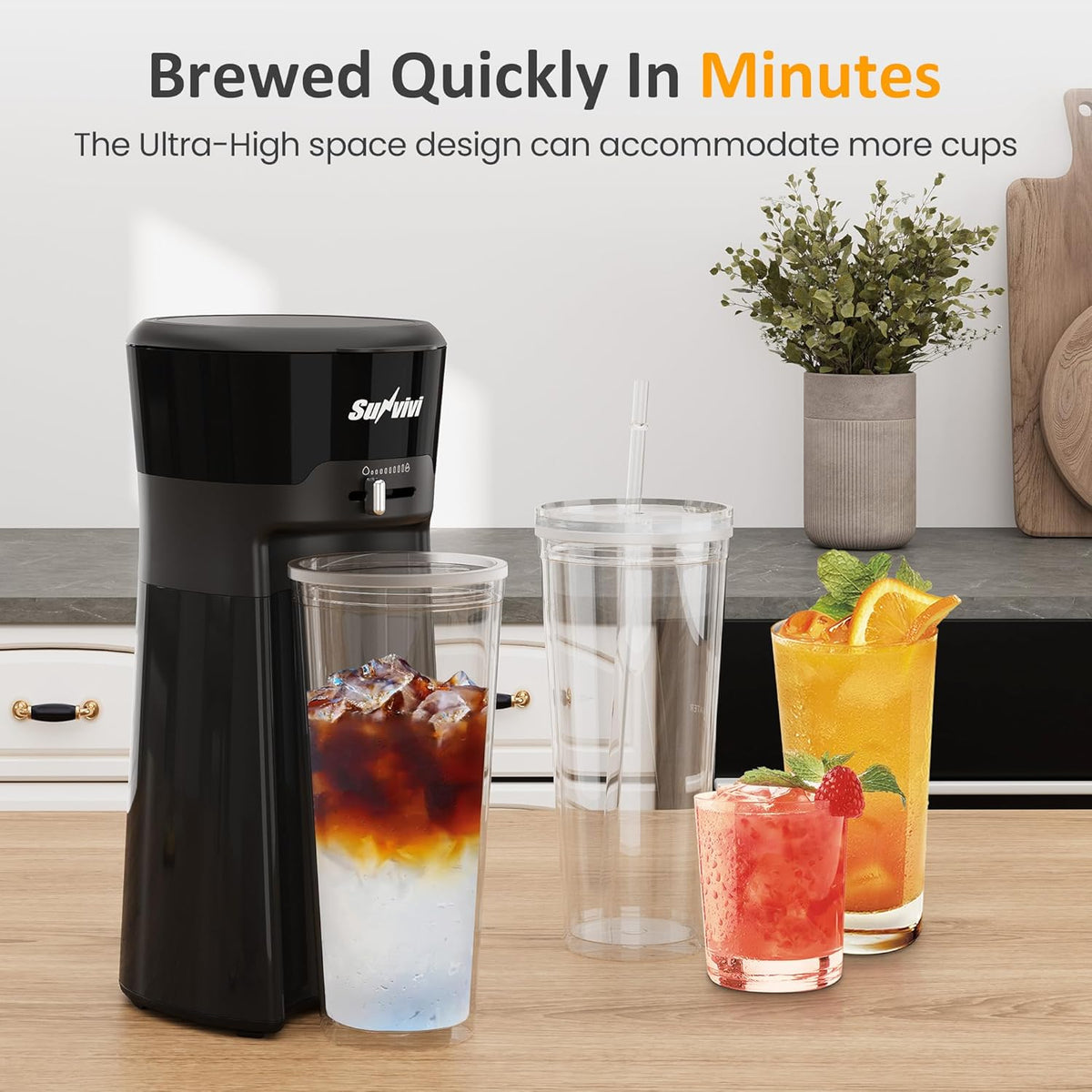 Sunvivi 20 Oz Iced Coffee Maker for Ground Coffee, Cold Brew Tea Maker with Reusable Coffee Filter and Insulated Pitcher