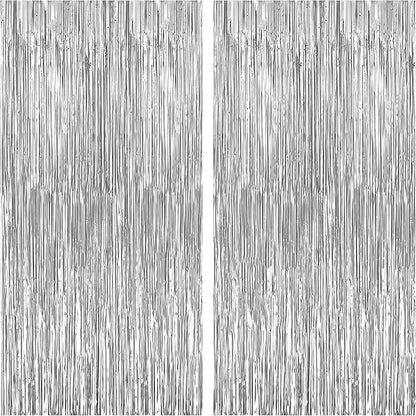 KatchOn, Silver Foil Fringe Curtain - Pack of 2 | Streamers Backdrop for Disco Birthday Decorations | Silver Fringe Backdrop for Graduation Decorations 2026 | Bachelorette Party Decoration