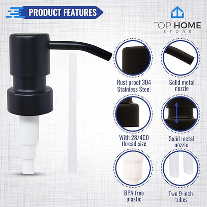Bathroom Countertop Soap Dispensers (Black Matte, 4 Pack)