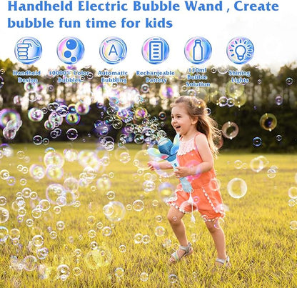 Panamalar Electric Bubble Wand for Kids, Automatic Bubble Machine 10000+ Bubbles Per Minute with Battery/Lights/120ml Solution, Light Up Flower Bubble Wand Bubble Toys for Summer Outdoor Party Wedding