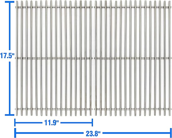 17.5" Stainless Steel 7639 Cooking Grates for Weber Spirit 300 Series, Spirit 700, Genesis Silver B/C, Genesis Gold B/C, Genesis Platinum B/C, Genesis 1000-3500, 7638