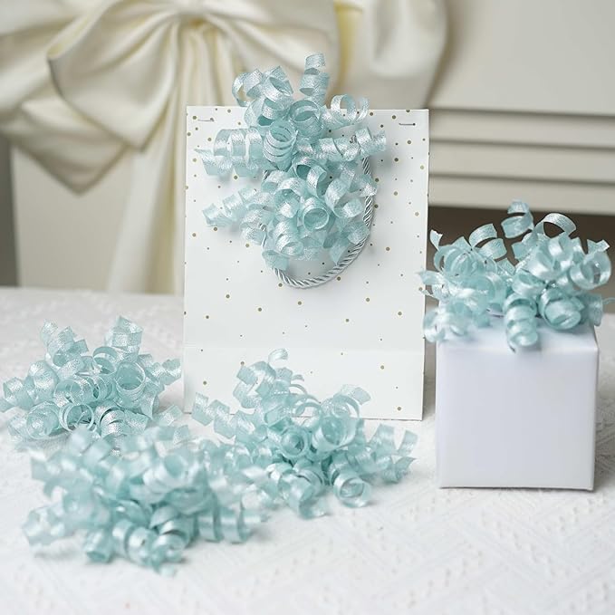 self-Adhesive Curly Ribbon for Gift Wrapping - Elegant Bows for Gift Wrapping, Presents, Paper Bag, Baby Shower Favors, Wrapping Accessories, Wedding Decor (Mint Green)