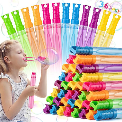 36 Pack Big Bubble Wands Bulk for Kids in 6 Colors, Summer Toy Party Favors for Boys & Girls, Perfect for Easter, Summer, Halloween, Valentine's Day and School Classroom Prizes
