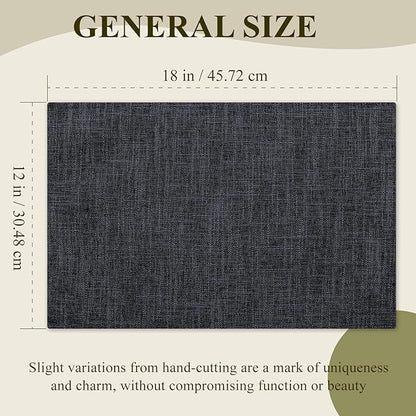 KXN Placemats Set of 6, Dual-Layer Thickened Faux Linen Table Mats, Heat Resistant & Wrinkle-Free, Machine Washable Cloth Place Mats for Kitchen Dining Indoor Outdoor (Dark Gray)