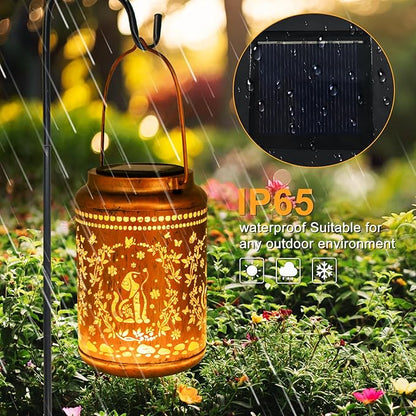 YISITEONE Dog Outdoor Solar Lanterns, Garden Waterproof Metal Hanging Decor Lights for Patio Yard Pathway Lawn Front Porch, Birthday Gardening Dog Lovers Gifts for Women Mom Grandma