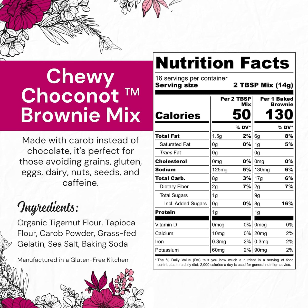 eat G.A.N.G.S.T.E.R. Chewy Choconot Brownie Mix - Allergy-Friendly Baking Mix, Grain-Free, No Dairy, Nuts, Gluten, Dairy - For Paleo & AIP Diets