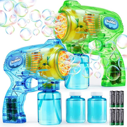 JOYIN 2 Bubble Guns Blaster Kit with 2 Solution for Kids, Automatic Bubble Maker Blower Machine for Party Favors, Birthday, Outdoor & Indoor Activity, Summer Toy