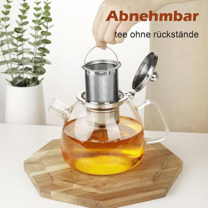 LIBWYS 1000ml(34oz) Glass Teapot, Teapot with Removable Infuser, Stovetop Safe Tea Pot made of Heat-resistant Borosilicate Glass, Blooming and Loose Leaf Tea Maker, Easy to Clean