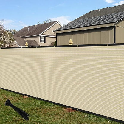 ECOOPTS 4'x37' Privacy Fence Screen Windscreen with Copper Grommets, Fit for Commercial Fence and Residential Garden Outdoor 90% UV Blockage, Cable Zip Ties Included (Beige)