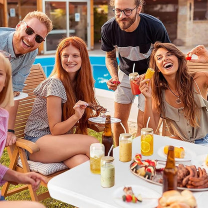 Gocamptoo Folding Table,4ft Indoor Outdoor Heavy Duty Portable Folding Square Plastic Dining Table w/Handle, Lock for Picnic, Party, Camping (4 FT)-White