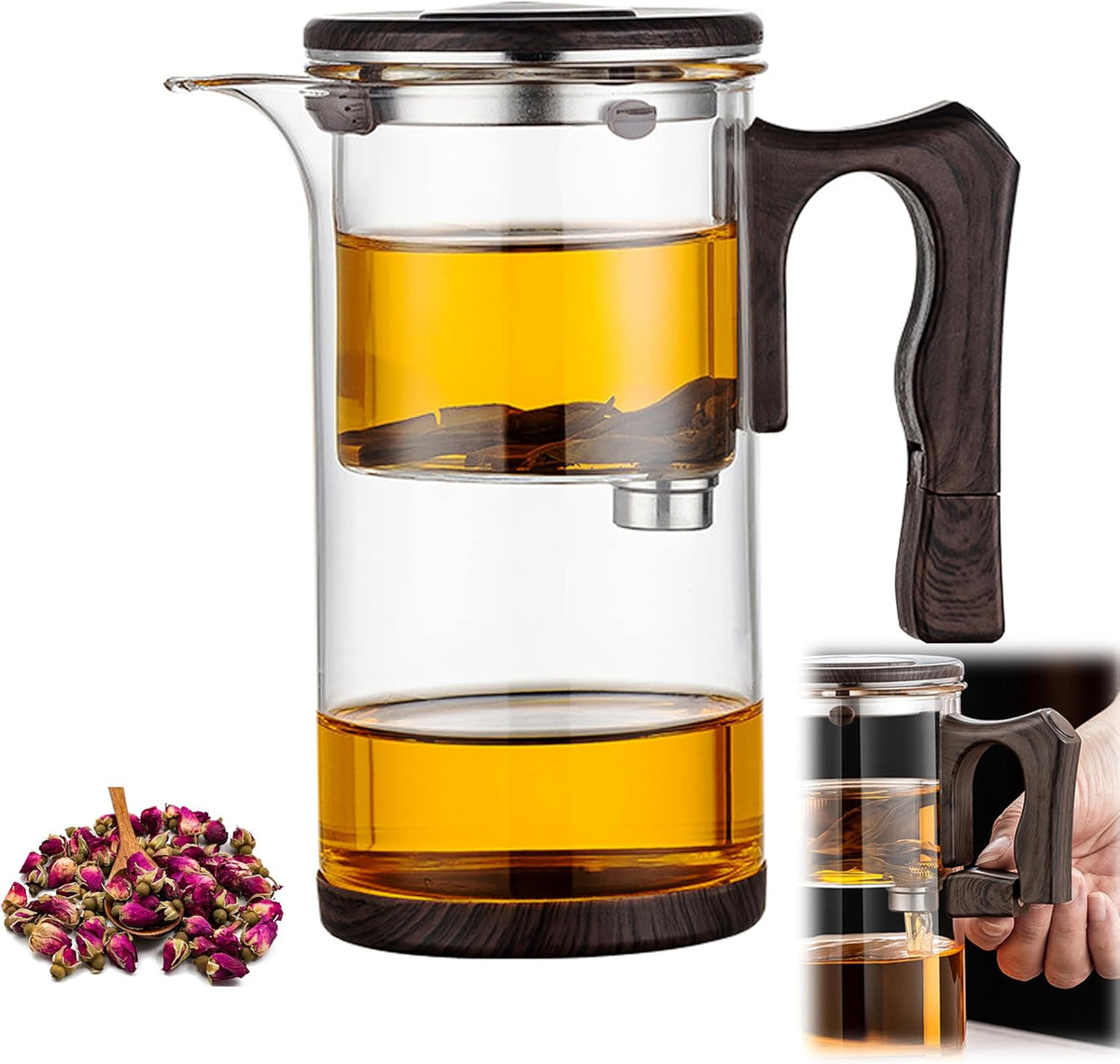 Enchanti Tea Pot - 750ml/25.4oz Magic Witchcraft Enchanted Glass Teapot with Strainer Loose Leaf Tea Innovative Water Separation Magnetic Teapot,Borosilicate Glass Tea Infuser Elegant Gift Packaging