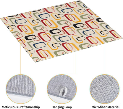 Mid Century Modern Retro Dish Drying Mat for Kitchen Counter Washable Absorbent Reversible Microfiber Vintage Decorative Drying Pad Kitchen Accessories 16x18 Inch