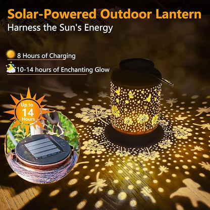 HUMIIEYE Solar Lantern Outdoor Dandelion Garden Decor, IP65 Waterproof Hanging Solar Powered Lights Birthdays Gifts for Women Mom, Metal Decorative Light for Patio Yard Lawn Porch Backyard Christmas