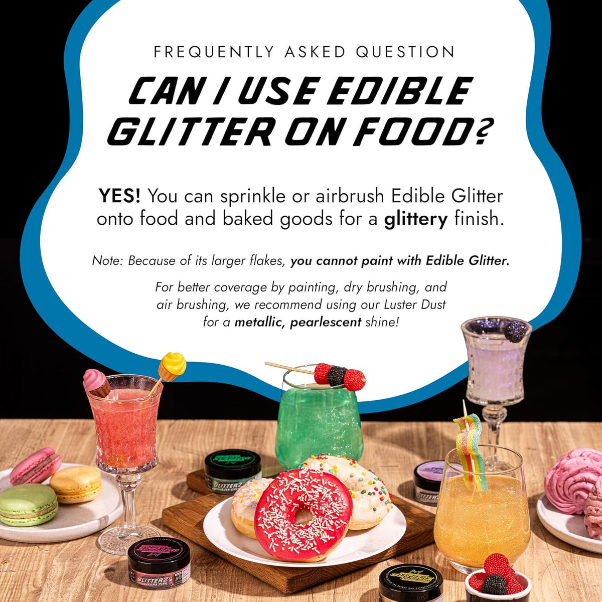 Monégasque Ocean Blue Edible Glitter for Drinks 10g – Blue Edible Glitter for Cakes & Beverage
