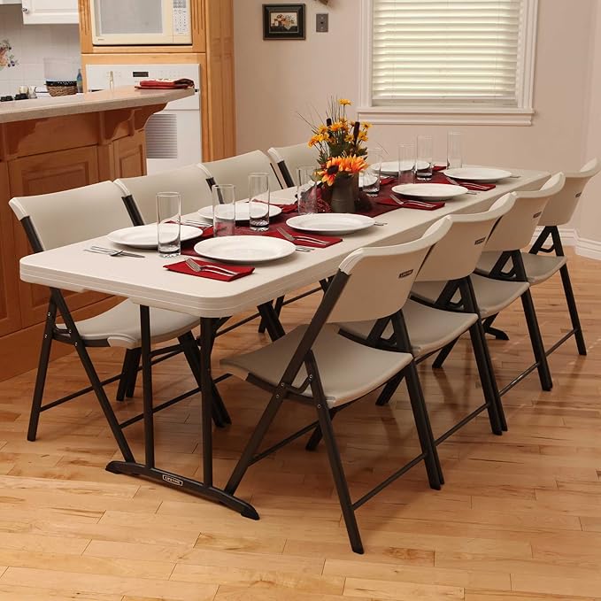 Lifetime 80882 Commercial Fold in Half Table, 8 Feet, 2 Pack, Almond