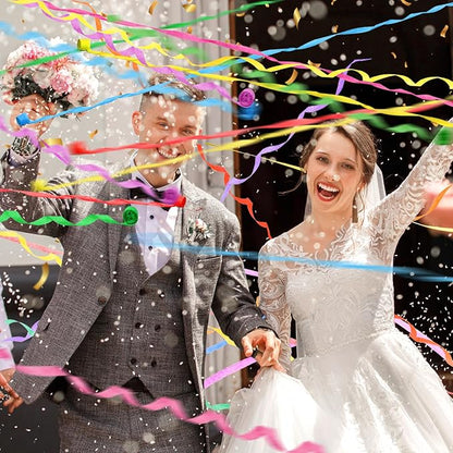 Lawei 30 Pieces No Mess Streamers, Colorful Hand Throw Confetti Poppers, Romantic White Streamer Popper Paper Crackers for Birthday, Wedding, Graduation, Opening Celebrations, Party Favors