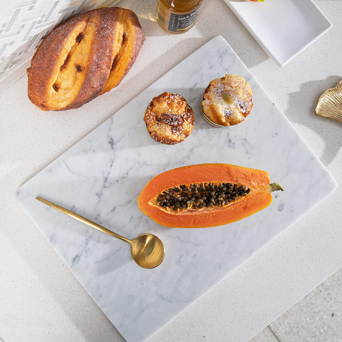 Carrara White Marble Cutting Board, 12×16 Inch Marble Pastry Board | ﻿Natural Marble Slab, Non-slip Feet, Stay Cool for Dough/Butter, Ideal for Pastry, Cheese, Charcuterie, Pizza, Bread
