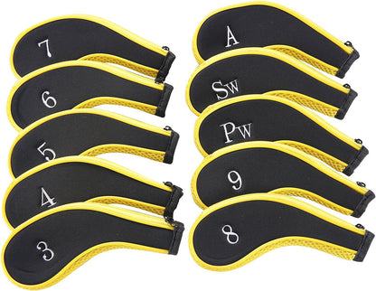 Sword &Shield sports Neoprene Zipper Golf Club Iron Head Covers Iron Covers 10pcs/Set