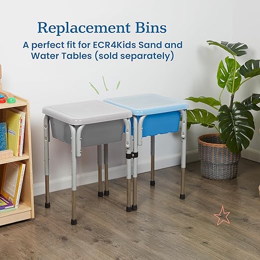 ECR4Kids Stackable Square Bins with Non-Snap Lids, Multipurpose Organization, Grey, 2-Pack