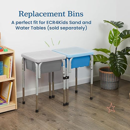 ECR4Kids Stackable Square Bins with Non-Snap Lids, Multipurpose Organization, Grey, 2-Pack