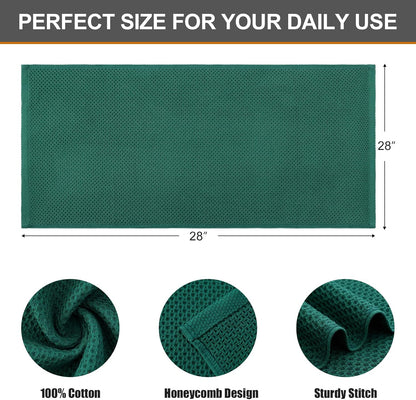 Kitinjoy 100% Cotton Waffle Weave Kitchen Towels, 4-Pack Super Soft and Absorbent Dish Towels for Drying Dishes, Kitchen Hand Towels, 13 in x 28 in, Dark Green
