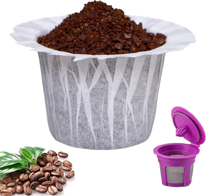 Reusable K Cup with Paper Coffee Filters 300 Count Coffee Paper Filters （One Kcup Included) Compatible with Keurig Single Serve 1.0 and 2.0
