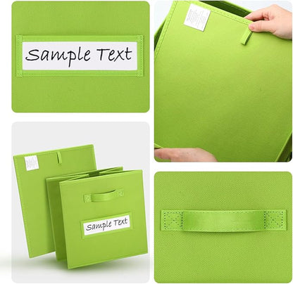 artsdi 11x11 storage cube bins (Set of 10) Foldable Fabric storage cubes with 10 Labels Window Cards & a Pen,11 inch cube storage bin,Closet Organizers for Shelves,Cubby Organizer Boxes,lime green