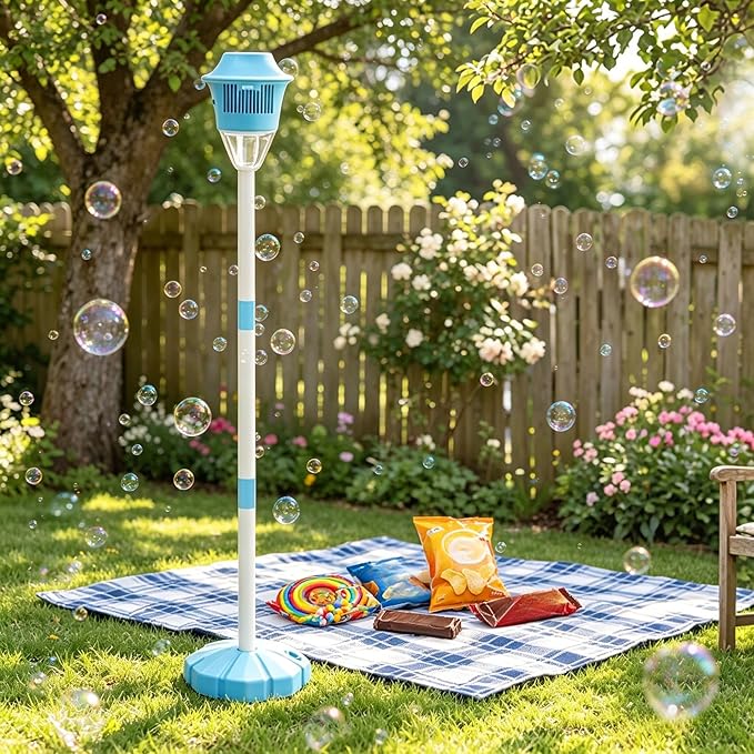 Street Lamp Bubble Tower with Lights, Rechargeable Standing Bubble Maker, Adjustable Height Street Light for Outdoor Garden, Patio, Wedding, Party and Event Decor (Red 1PACK)