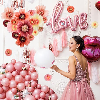 Crowye 12 Pcs Large Colorful Tissue Paper Flowers Decorations Giant Fiesta Craft Crepe Paper Flowers for Wall Decor Backdrop Mexican Wedding Birthday Carnival Party (10'' 20'',Vintage Color)