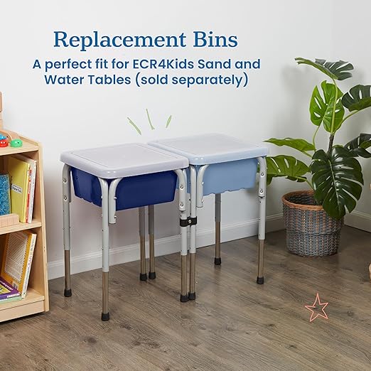 ECR4Kids Stackable Square Bins with Non-Snap Lids, Multipurpose Organization, Navy, 2-Pack