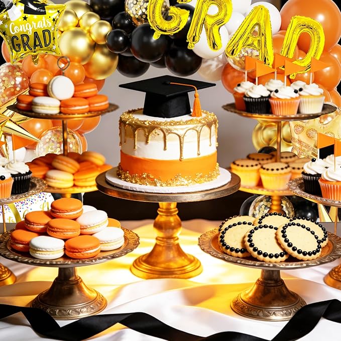 Graduation Balloon Arch Garland Kit Orange Black White Gold Graduation Decorations 2026 for College High School Class of 2026 Grad Party Prom Decor