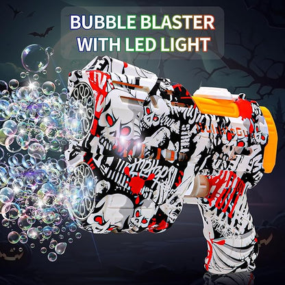 2 Pack Bubble Guns for Kids, Rechargeable LED Light Up Graffiti Bubbles Machine Blower with 2 Bottles Refill Solution for Kids 4-8, Bubble Makers Blaster for Toddlers