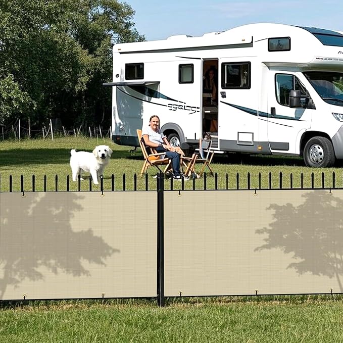 2.5' x 241' Balcony Privacy Screen Fence Cover with Zip Ties Grommets for Apartment Patio Porch Deck Backyard Outdoor (Beige)