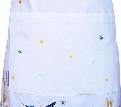 AMOUR INFINI Aprons for Women Adjustable Strap with Waist Ties Apron for Baking, Cooking, Gardening Aprons with Pocket Spring Apron (Wild Meadows- 27.5 x 33 Inches)